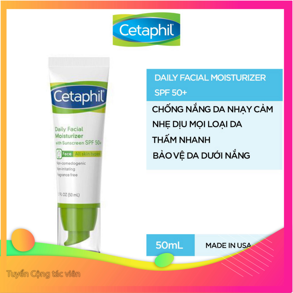 SALE SALE Kem dưỡng ẩm chống nắng Cetaphil Daily Facial Moisturizer with Sunscreen SPF50+ (50mL) SALE SALE