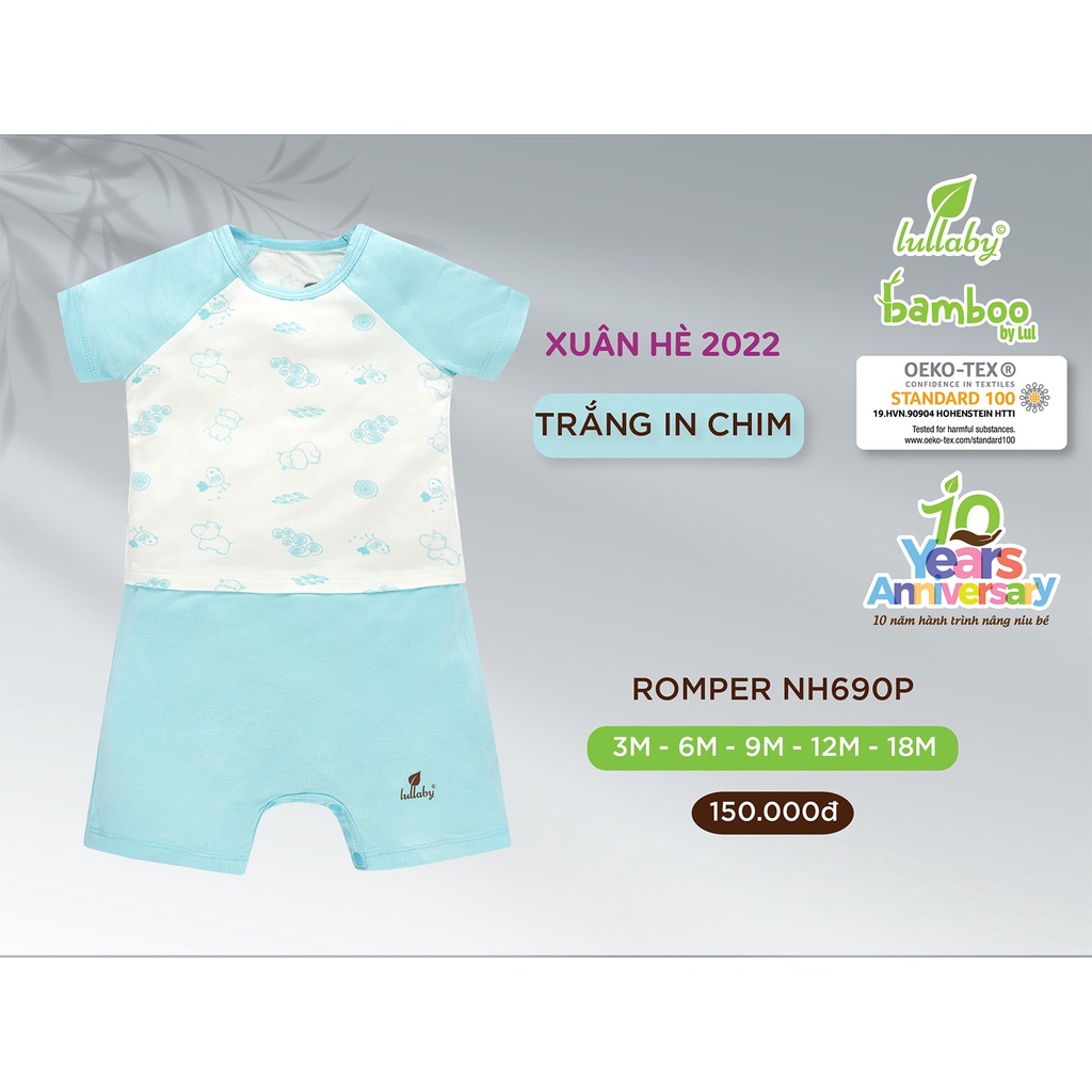 Romper, body liền quần cộc sợi tre Lullaby