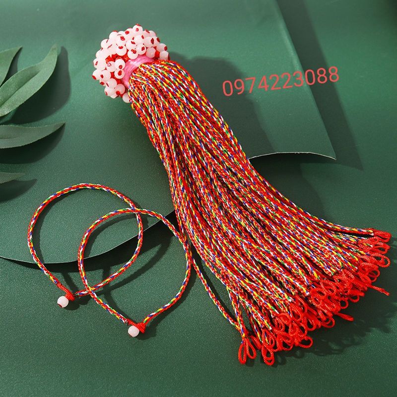 bó 100 sợi chỉ ngũ sắc may mắn _ chỉ đỏ may mắn( sẵn 3 màu đo-vàng-xanh)
