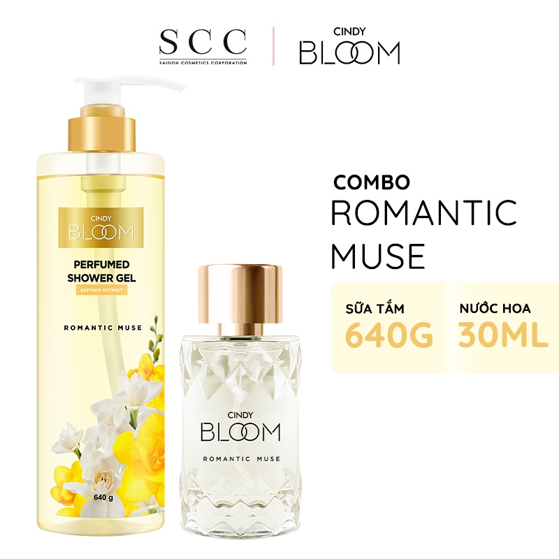 Combo Sữa tắm nước hoa 640g + Nước hoa Cindy Bloom 30ml Romantic Muse hương quyến rũ lãng mạn