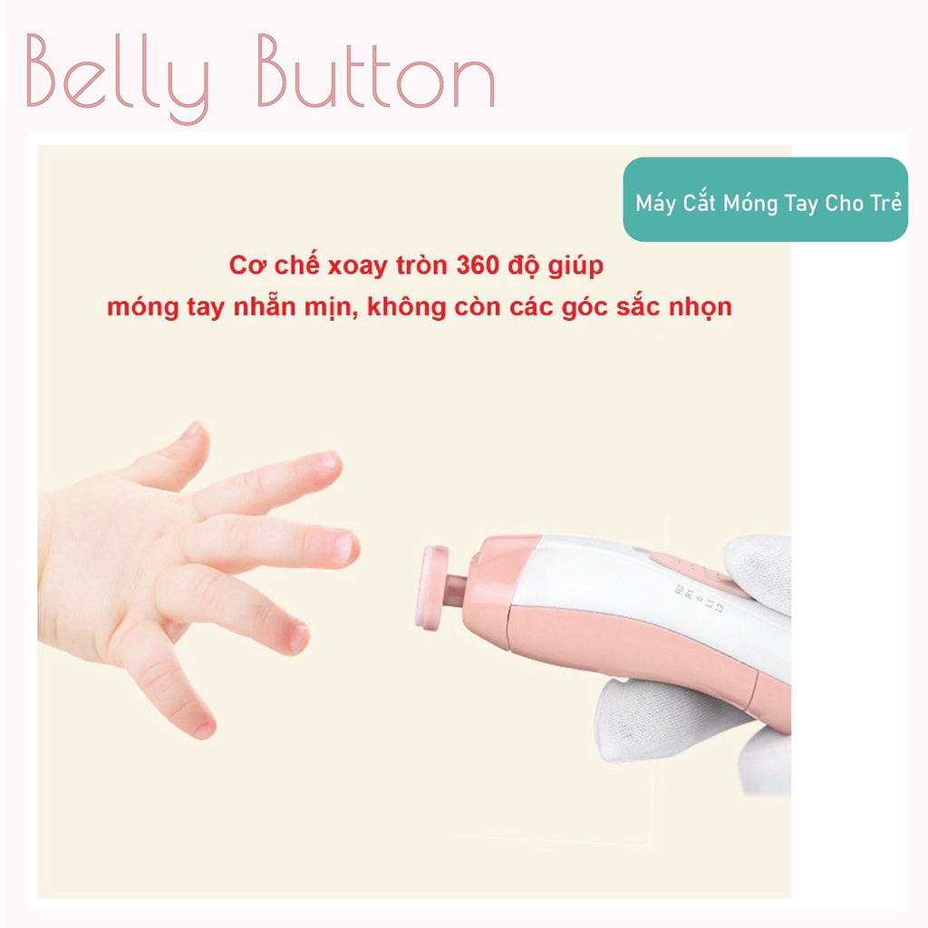 Máy cắt bấm móng tay Belly Button cho bé, đồ dũa mài móng tay cho trẻ sơ sinh không cảm giác đau có 5 đầu cắt và kèm pin