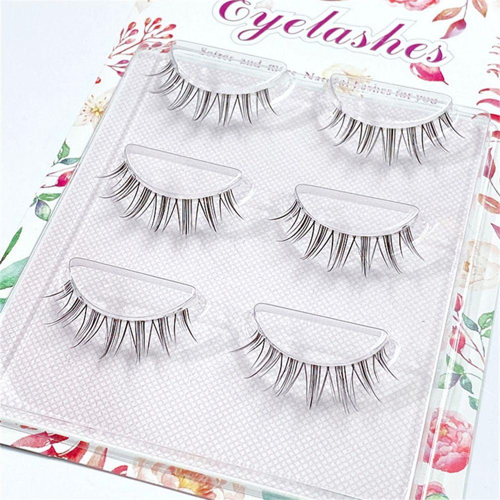 [Hàng mới về] Set 3 cặp lông mi giả ngắn chữ thập loại cụm đơn phong cách Nhật Bản cho người mới bắt đầu