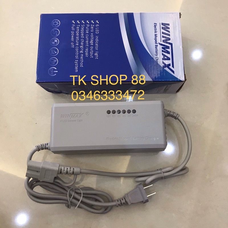 Sạc xe điện 60v-20ah chống phồng bình WINMAX bản cao cấp 6 đèn