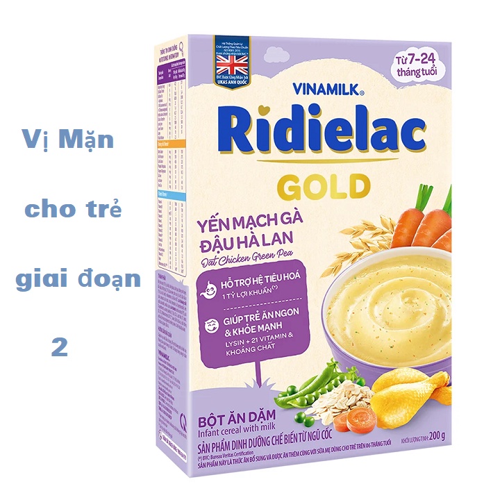 Bột ăn dặm RIDIELAC Vinamilk Đủ Vị hộp giấy 200g ( Date 2025)