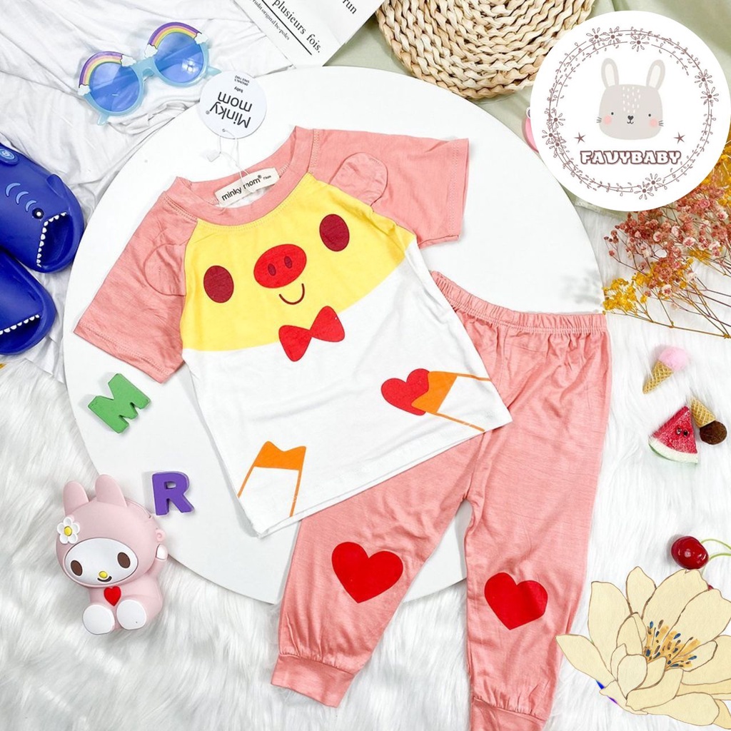Đồ Bộ MINKY MOM Bé Trai Bé Gái Tay Ngắn Quần Dài Hình Sư Tử Chim Cánh Cụt Mèo Đỏ Màu Trẻ Em 0 1 2 3 4 5 Tuổi - Favybaby