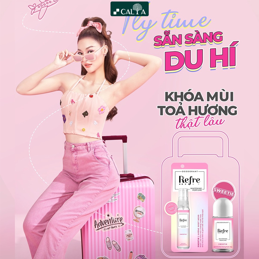 Xịt Khử Mùi Refre Hương Ngọt Ngào Màu Hồng, Dưỡng Trắng Hương Nước Hoa - Refre Whitening Mist 30ml