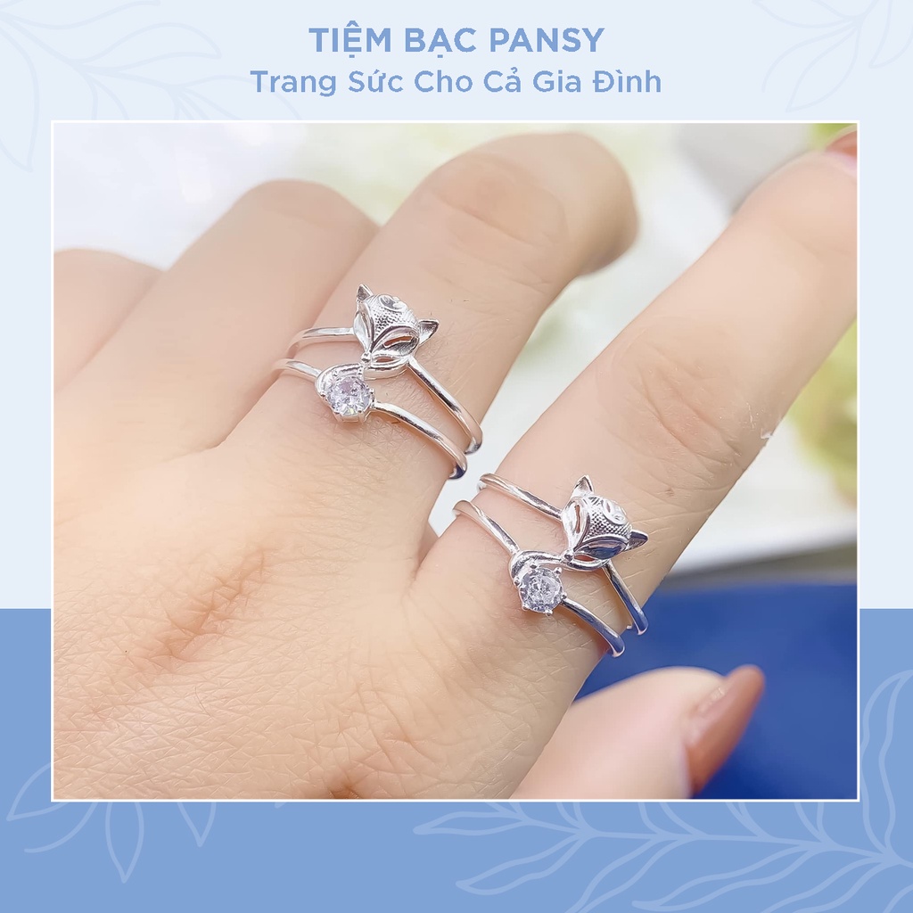 Nhẫn hồ ly PANSY bạc nữ thời trang - Nhẫn bạc ta thiết kế hở freesize mặt hồ ly cao cấp