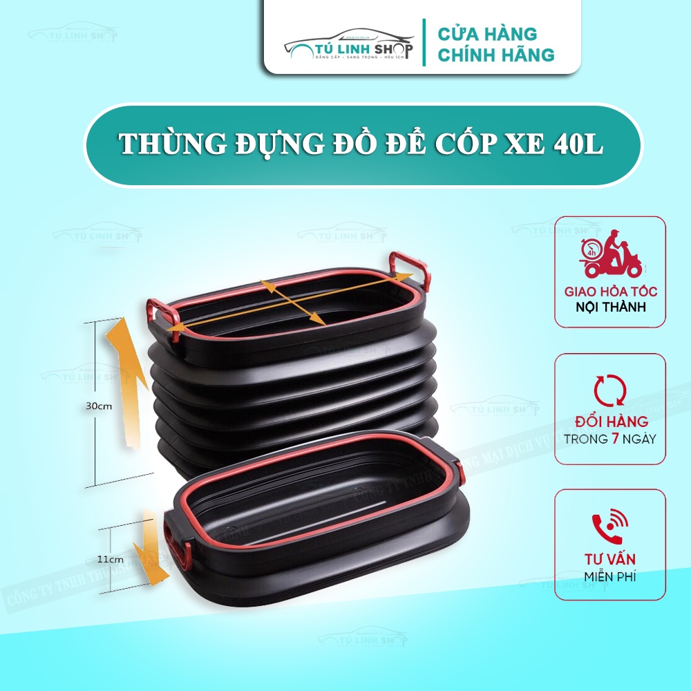 Thùng đựng đồ Ô Tô để cốp có thể gập gọn - dung tích 40L