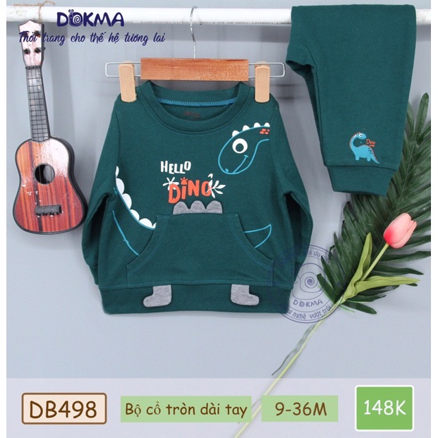Dokma - Bộ cổ tròn chất nỉ da cá dài tay cho bé 6-9 tháng tuổi DB498