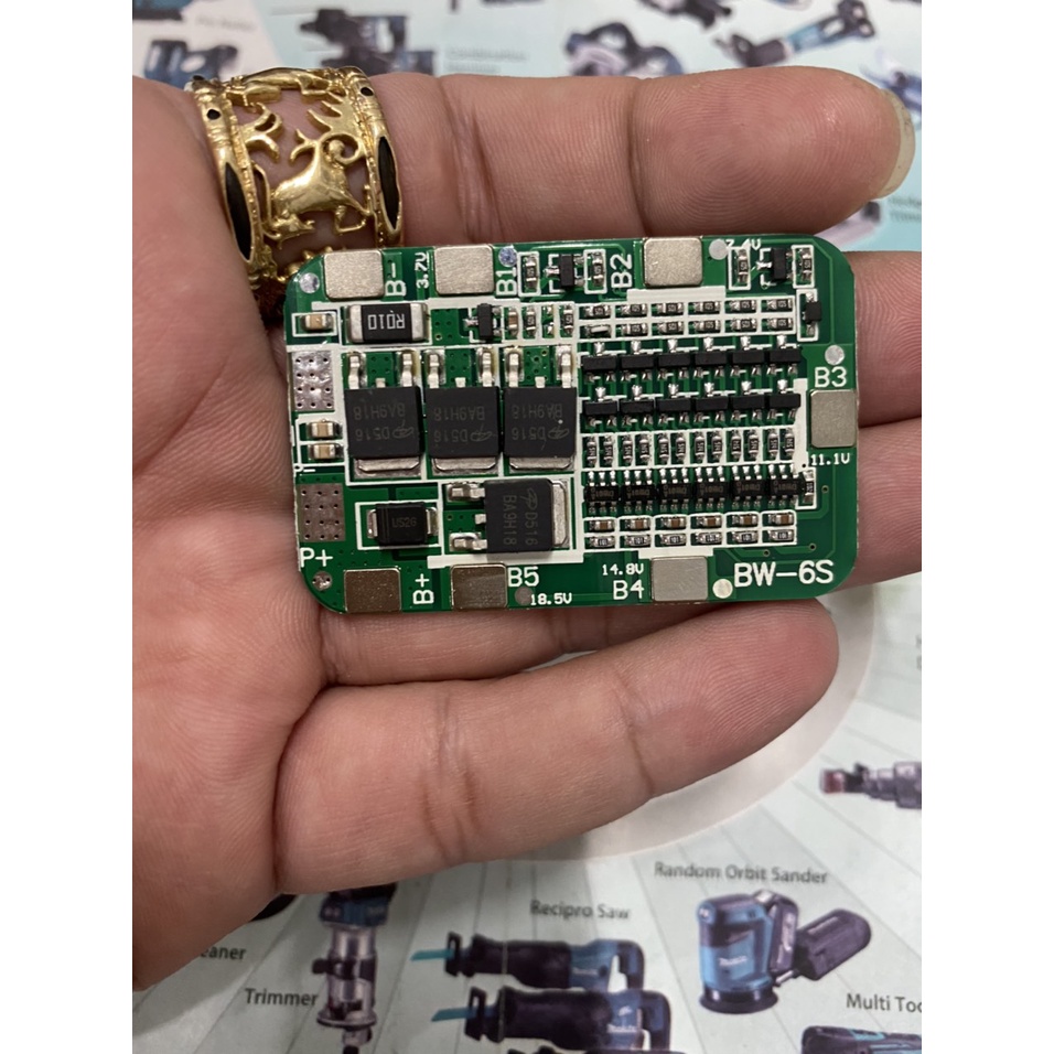 Mạch 6S 24V 12A, sạc và bảo vệ pin Li-ion 3.7V, 6 cell nối tiếp. BN.