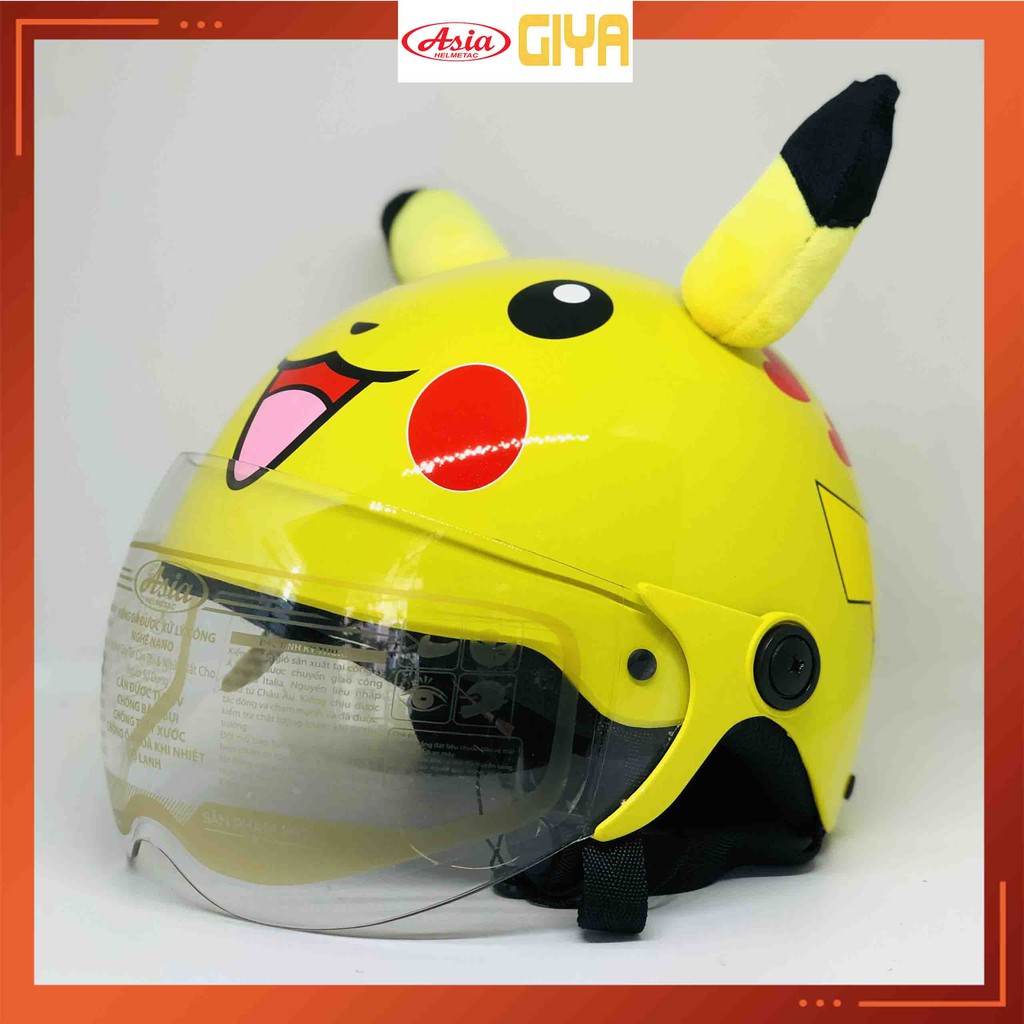 Mũ bảo hiểm trẻ em có kính che mặt ASIA MT103 hình Pikachu