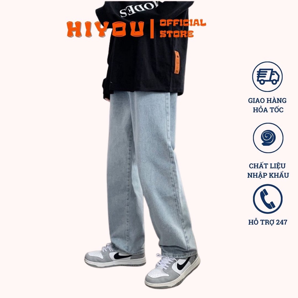 Quần Jean Baggy Suông Nam Nữ Hiyou, Quần bò Baggy Suông Nam Nữ Hiyou Hotren 2022, Chất vải jean Quảng châu