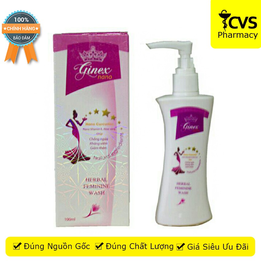 Gel Vệ Sinh Phụ Nữ Ginex Nano chai 100ml - giúp làm sạch vùng kín, cho phụ nữ &amp; cả nam giới - cvspharmacy