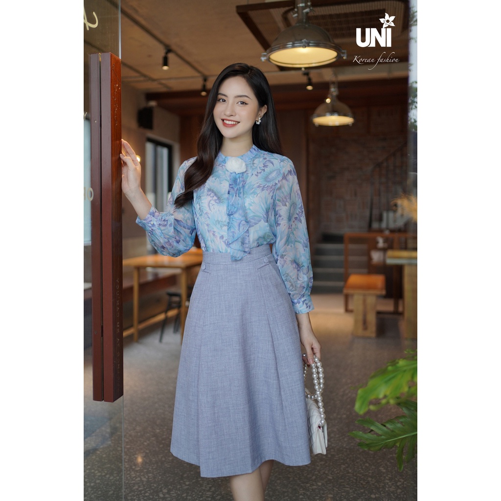 Chân Váy Xòe Nữ UNIVTH Công Sở Cạp Cao 5CX286D