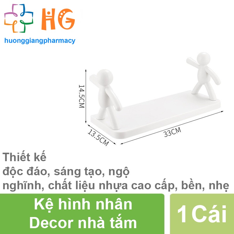 Kệ Hình Nhân Decor Nhà Tắm, Kệ Nhựa Nhà Bếp Dán Tường Siêu Dính Chịu Lực