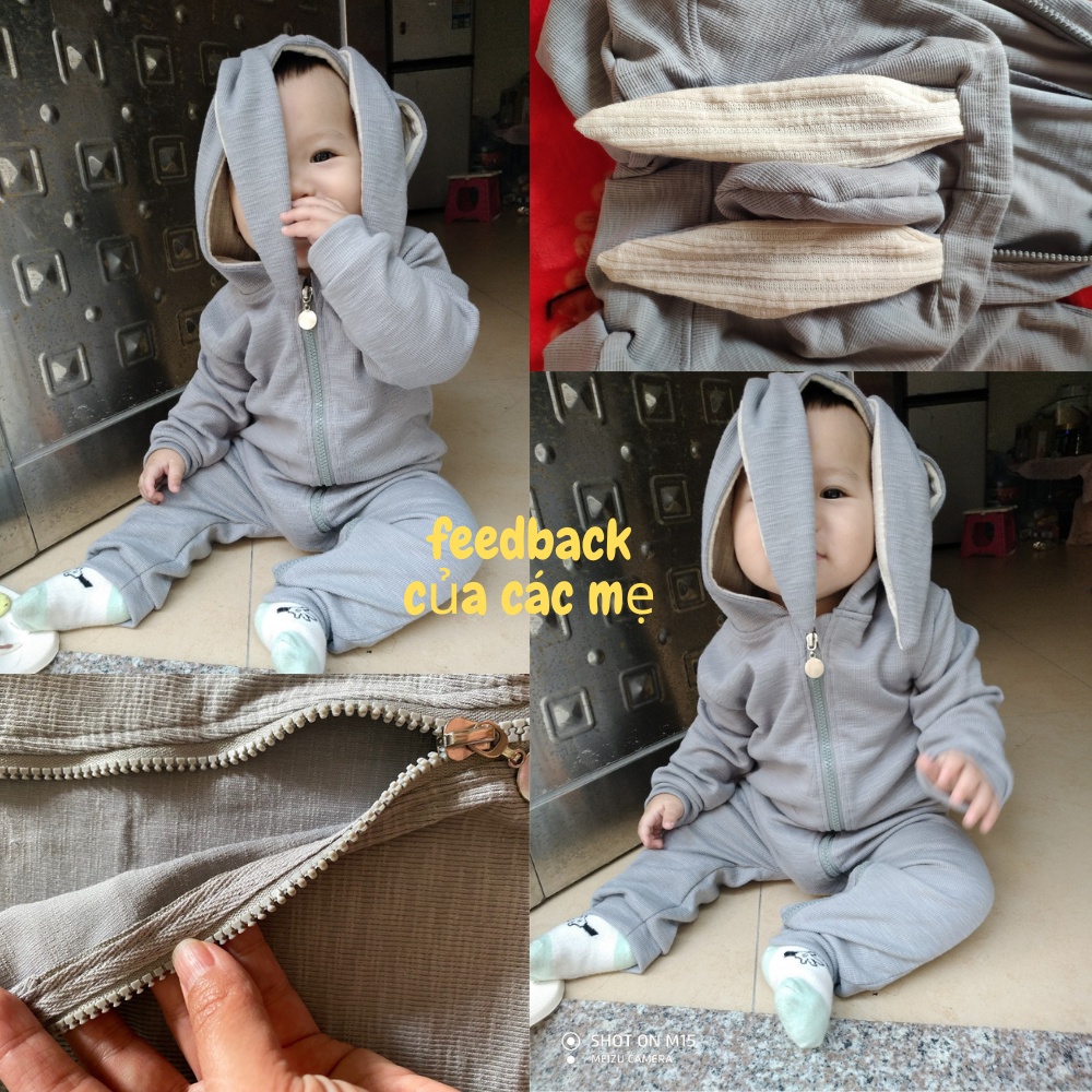 Áo body tai thỏ dài tay cho bé trai bé gái Hàng Quảng châu xuất Nhật siêu xinh