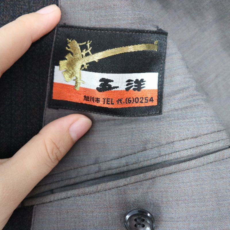 Áo blazer menswear xám chất sợi màu