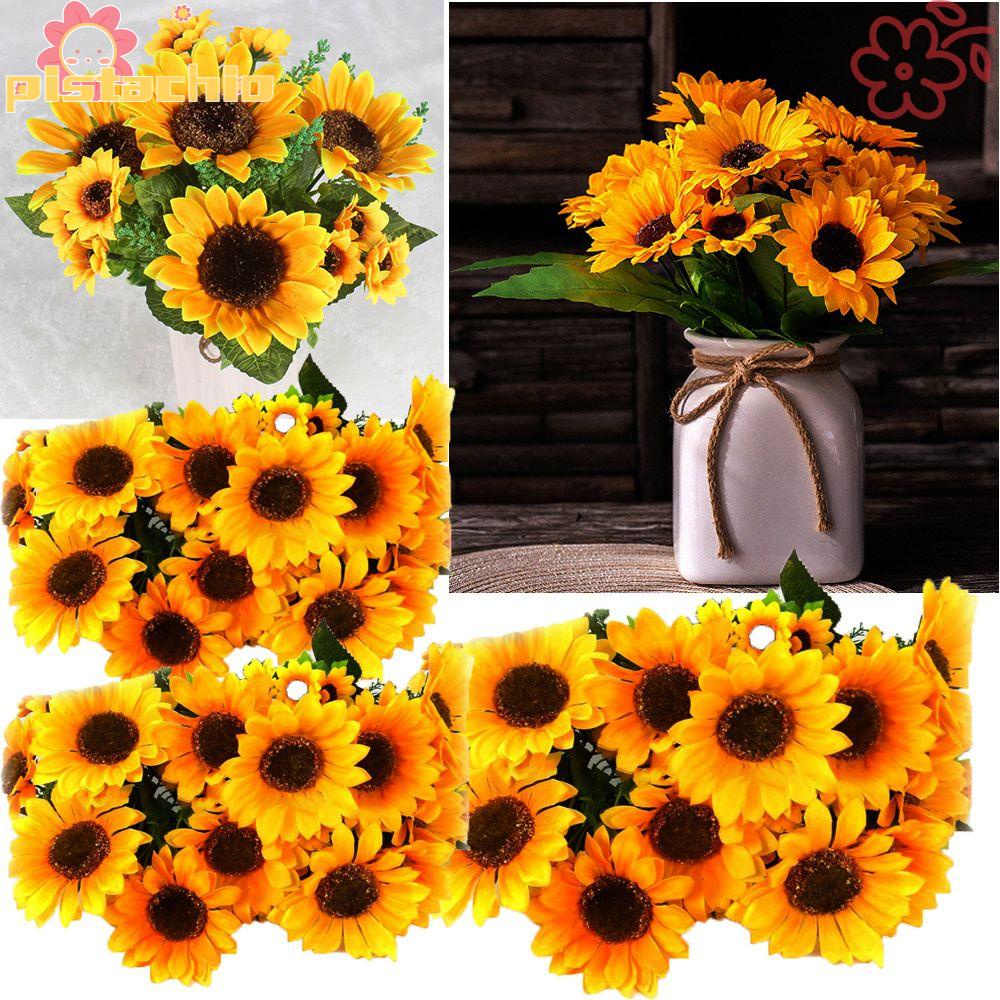 Bó 13/20 hoa hướng dương nhân tạo bằng nhựa trang trí nhà cửa