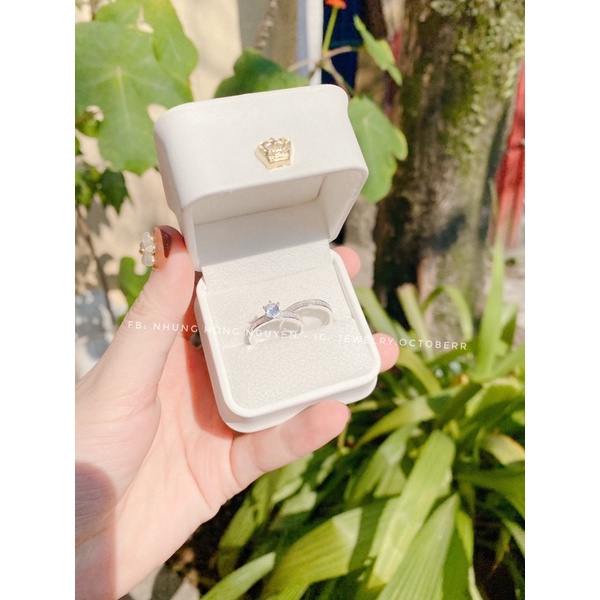 Nhẫn đôi tình yêu nam nữ đá gết bạc đơn giản MS999
