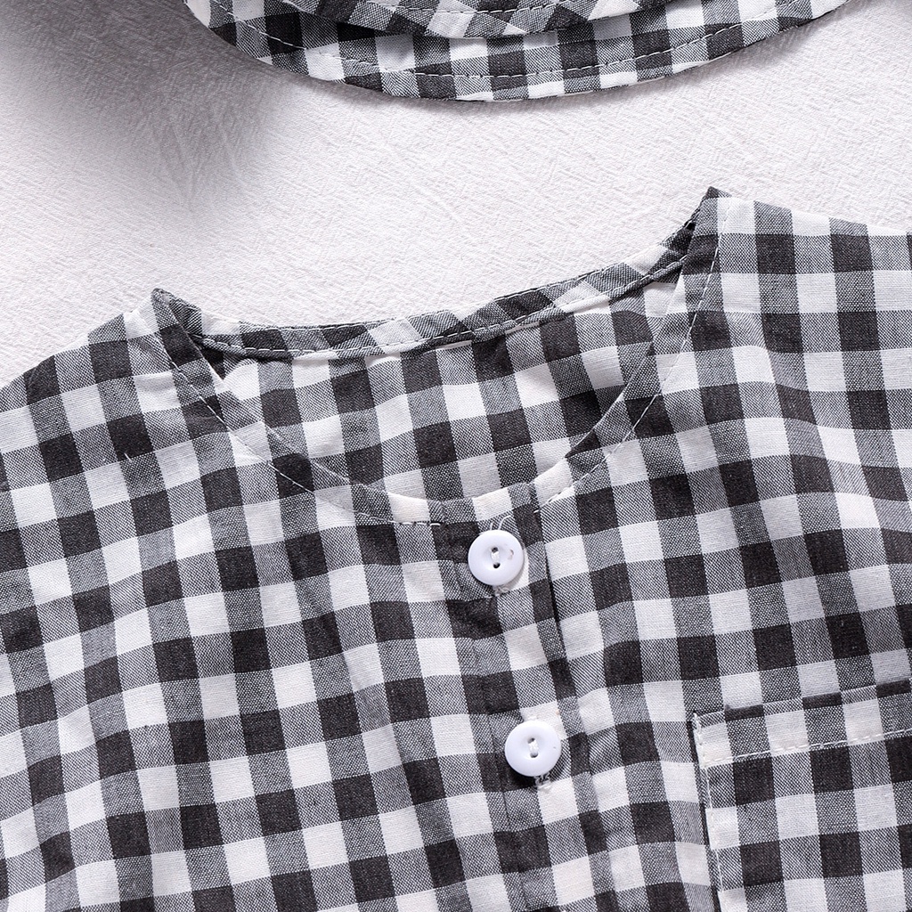 Bộ đồ liền thân sát nách + mũ bèo cotton cho bé trai sơ sinh