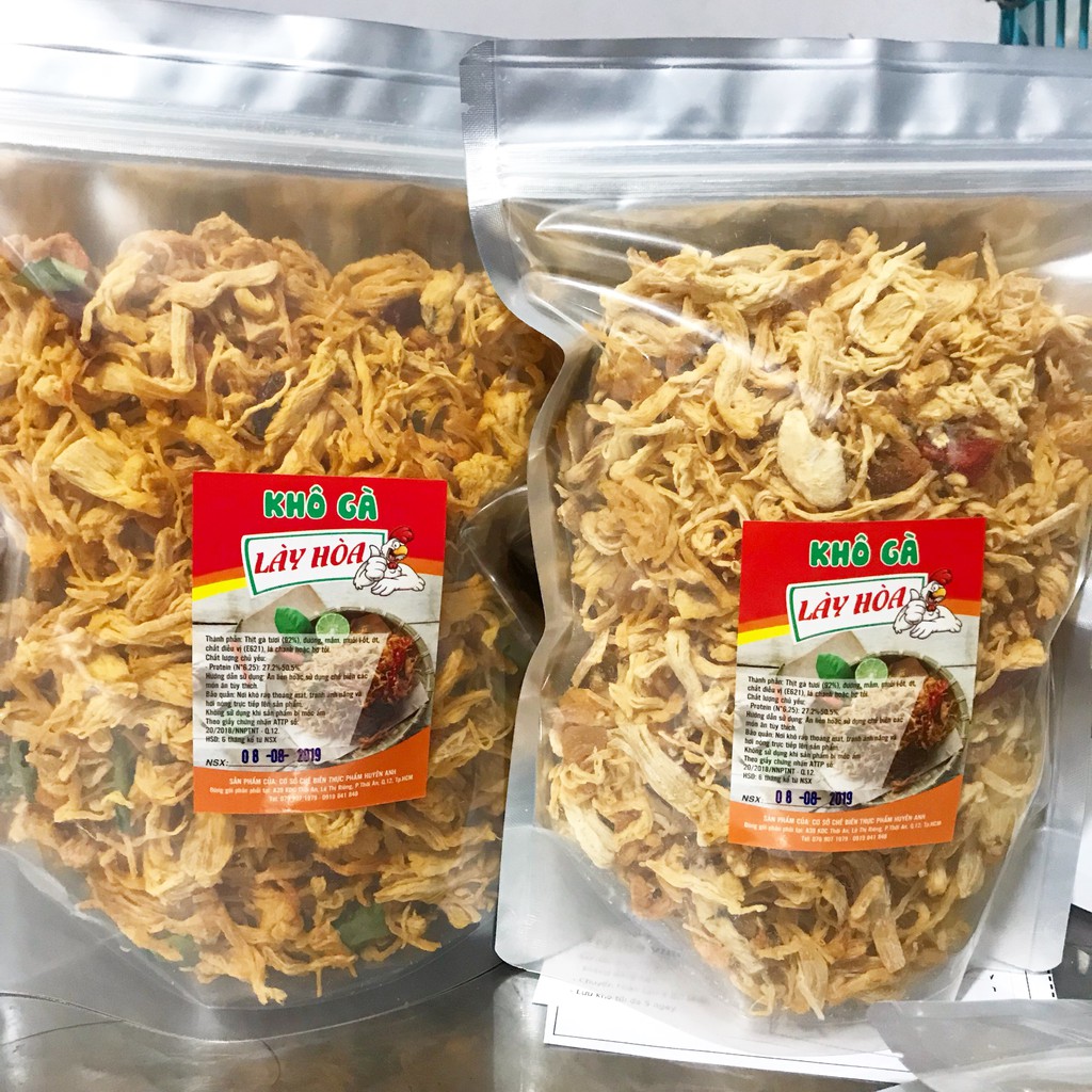 Combo 1Kg Khô Gà Cay Lày Hoà gồm 500gr Bơ tỏi và 500gr lá chanh | BigBuy360 - bigbuy360.vn