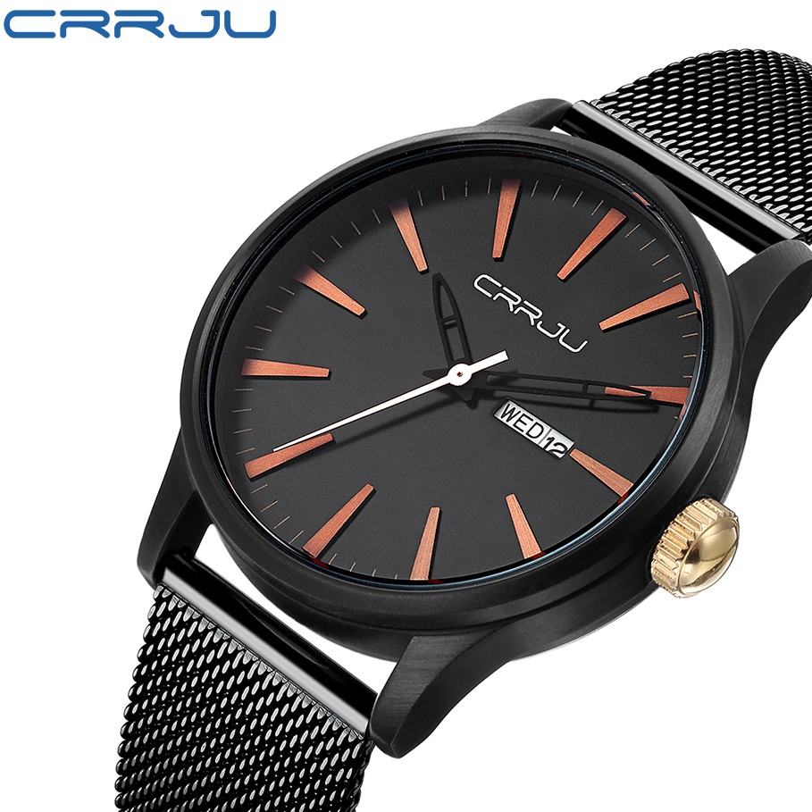 Đồng hồ quartz CRRJU chất liệu thép không gỉ chống thấm nước 2108m