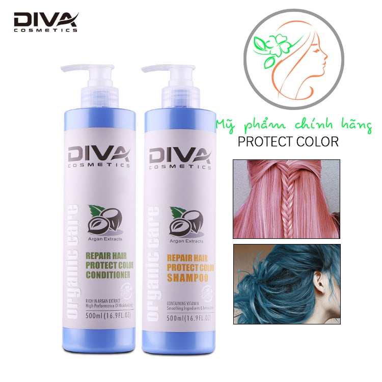 Bộ dầu gội, xả DIVA  Phục Hồi Giữ Màu dạng chai, dung tích  500ml
