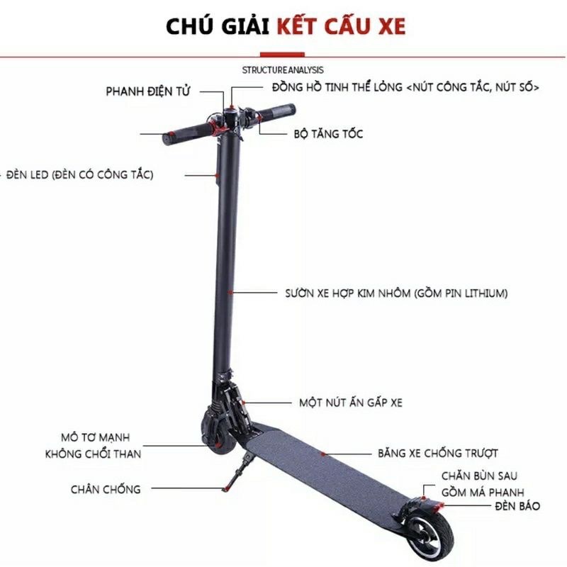 Xe Scooter điện người lớn có thể gấp gọn thanh thiếu niên nam nữ đi làm đi học tiện lợi - Xe Scooter gấp gọn cao cấp