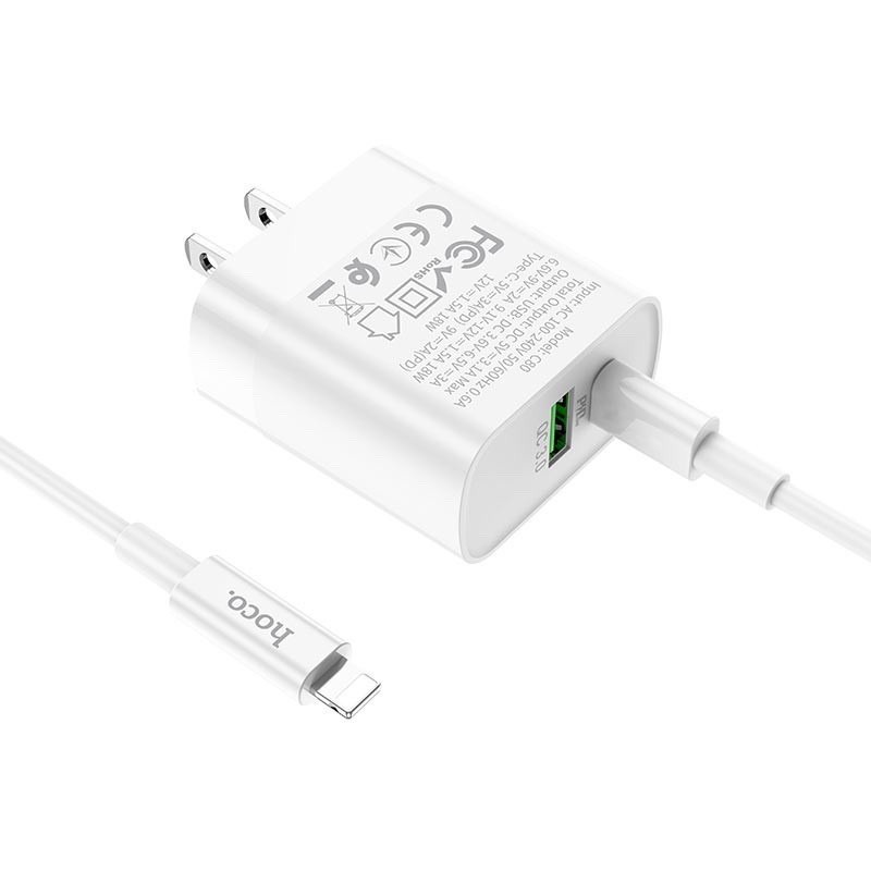 Bộ Sạc IP 20W Hoco C80 2 cổng USB+TypeC .QC3.0 PD 20W