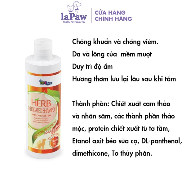 Dầu Gội Thảo Mộc Chữa Vảy Gầu Và Nấm Cho Chó Mèo PETPERSS 500ml - 750ml