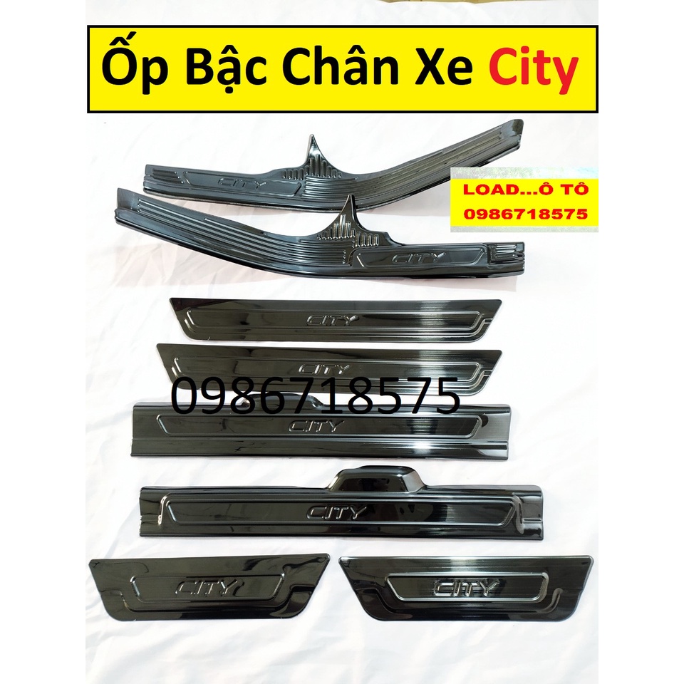 Ốp Bậc Cửa, Nẹp Bước Chân Trong Ngoài Xe Honda City 2022-2018 Chất Liệu Titan