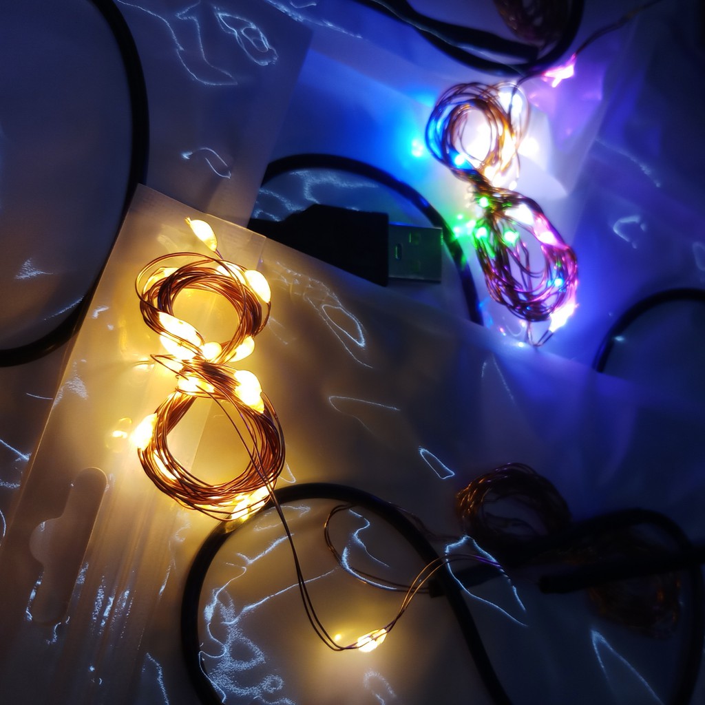 Đèn LED trang trí mô hình 3D gỗ- đèn bedding fairy light đom đóm 2m dùng pin dẹt hoặc USB 5V