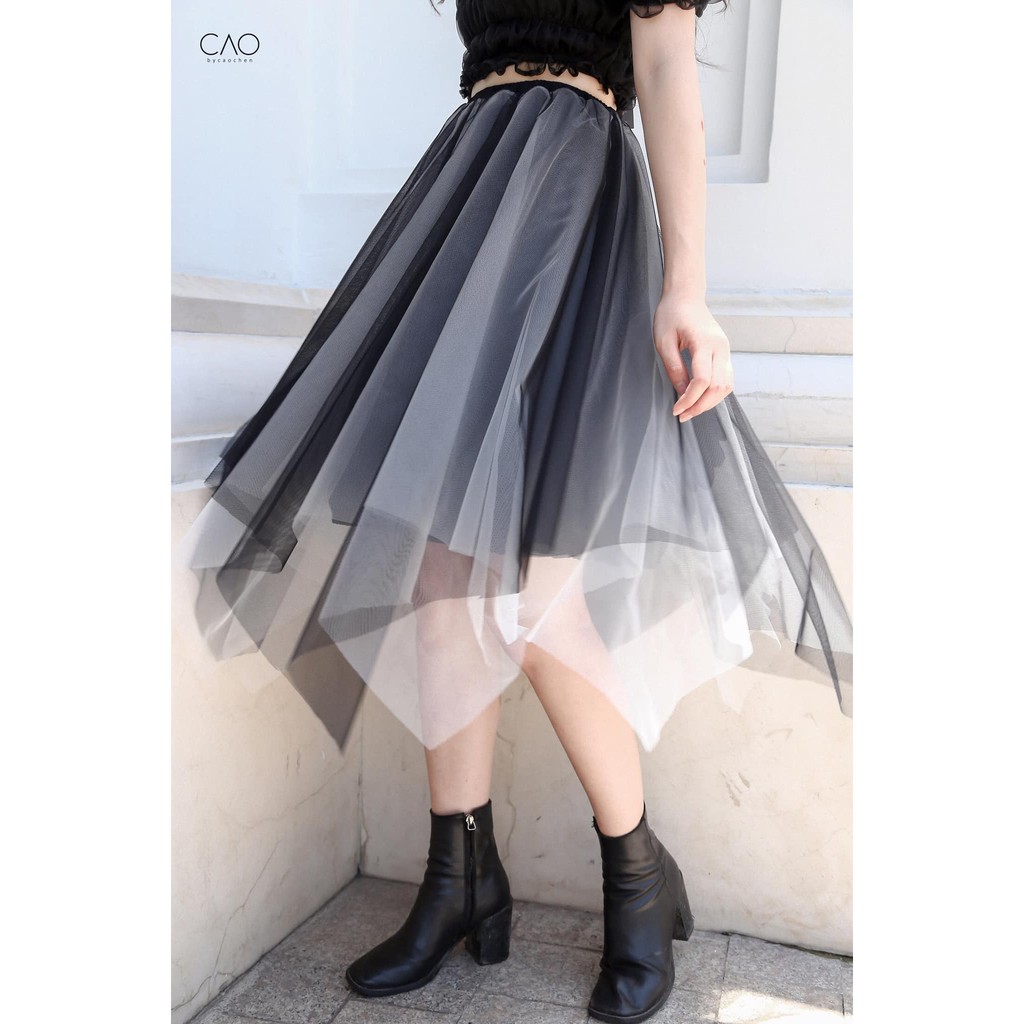 Chân Váy Solited Tulle Mixed Có Bigsize Thiết Kế Tulle Cắt Xẻ Trộn Màu CaoCaobycaochen Có Bigsize