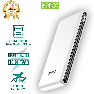 sạc dự phòng ROBOT RT180 dung lượng 10000mAh pin Lithium Polymer sạc tốc độ cao 2A