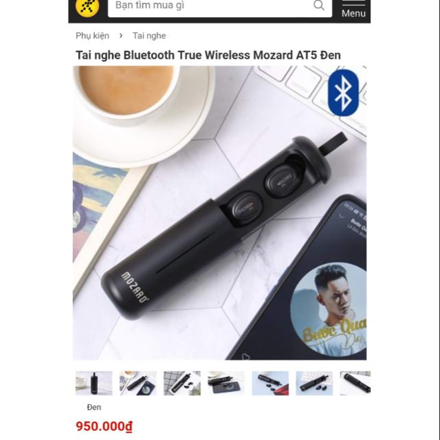 Tai nghe Bluetooth True Wireless Mozard AT5 Đen