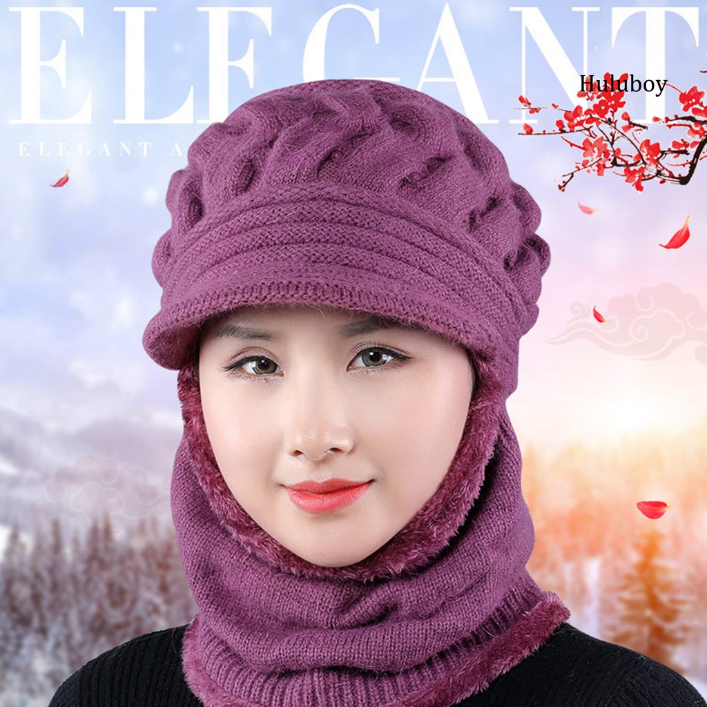 Bộ Mũ Trùm Đầu Và Khăn Quàng Cổ Dệt Kim Thời Trang Mùa Đông Cho Nữ