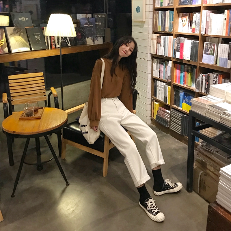 Quần Denim Xiaozhainv Ống Suông Lưng Cao Dáng Rộng | BigBuy360 - bigbuy360.vn