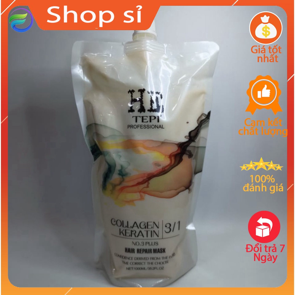 Kem hấp dầu He Tepi Collagen Keratin 3 in 1 hồi sinh tóc nát 1000ml