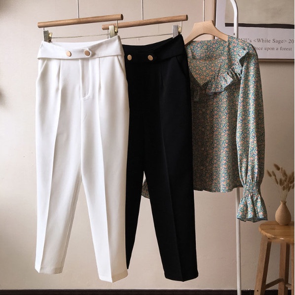 Quần Baggy Nữ Lưng Cao Phối Đai, Khuy Sắt Lạ Mắt, Chất Vải Tuyết Mưa Loại 1, 4 Màu Dễ Phối, Q04 - Kila fashions.vn