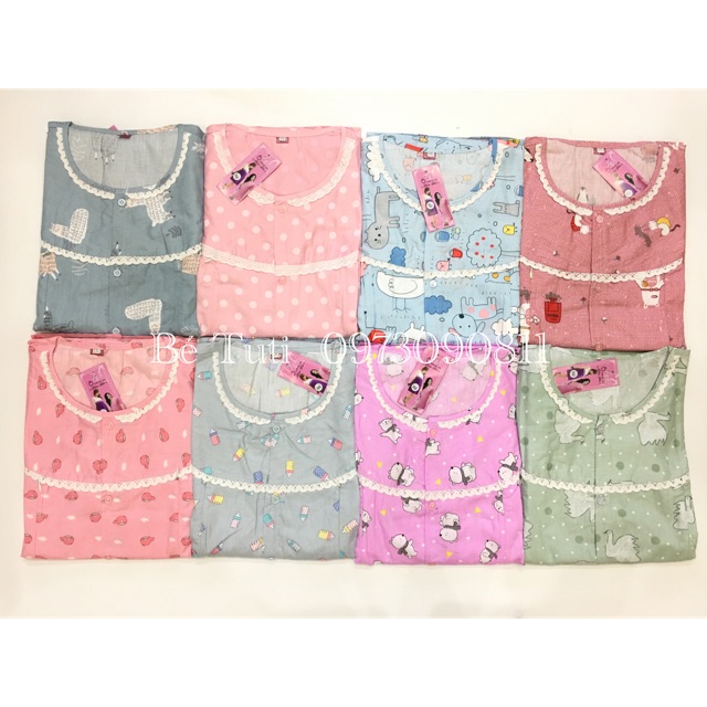 Bộ đồ sau sinh thô lụa khoá ngực cho con bú size 50-80kg