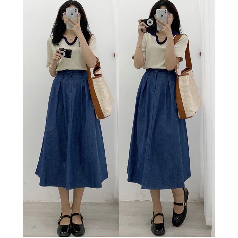 Chân Váy Bò Lưng Chun Phong Cách Hàn Quốc M2716-Teen 888