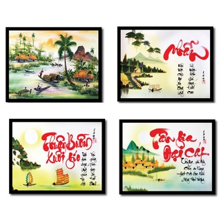 Tranh thư pháp treo tường chữ vợ chồng, chữ gia đình, vợ chồng, hưng phát , chữ tâm, tài lộc treo tường đẹp