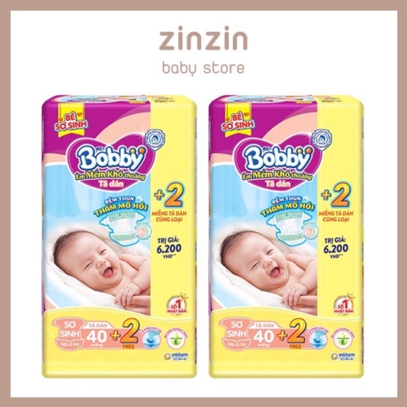 Tã Dán Sơ Sinh Bobby XS70+6 và XS38+2 miếng size <5kg