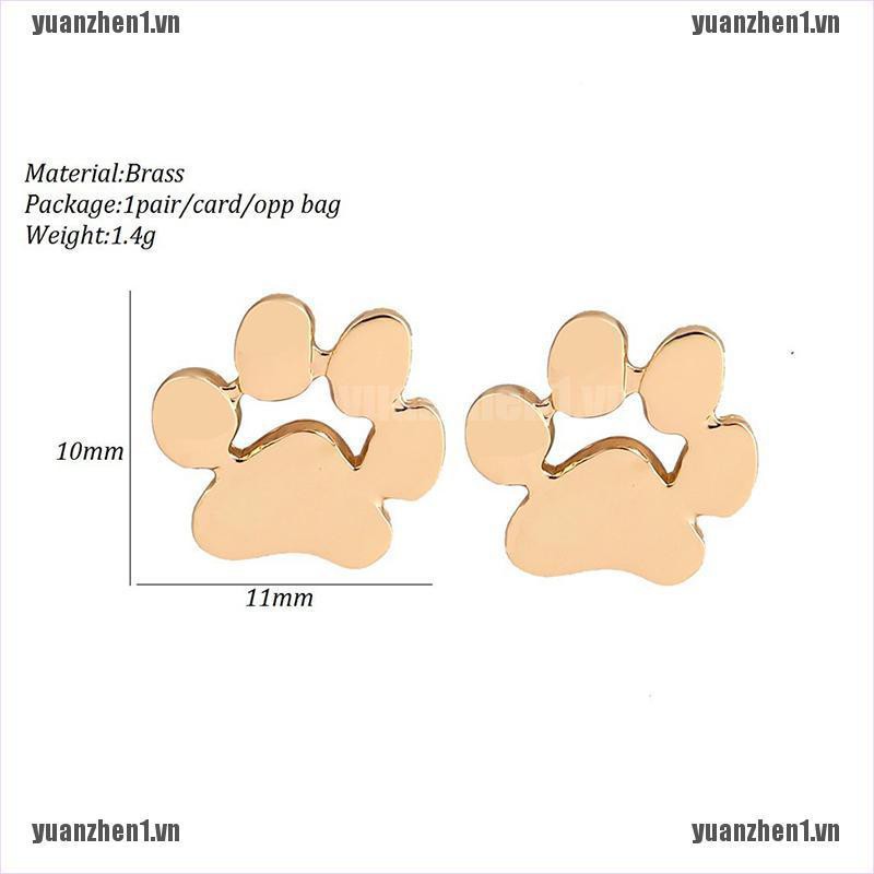 1 Đôi Bông Tai Hình Dấu Chân Chó Mèo Dễ Thương