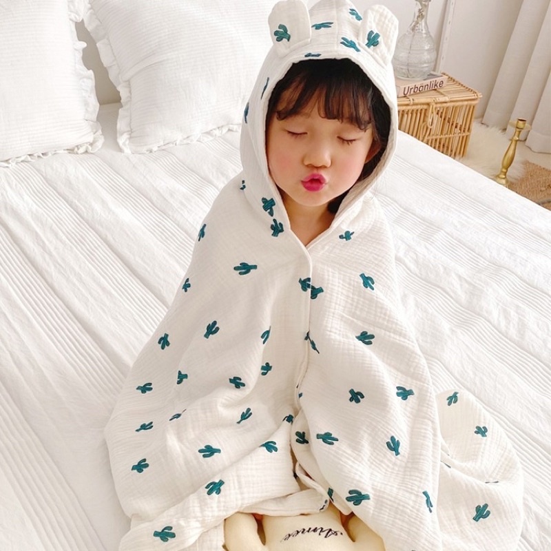 Áo choàng cho bé - khăn choàng xô 4 lớp có mũ trùm cho bé sơ sinh và trẻ nhỏ.