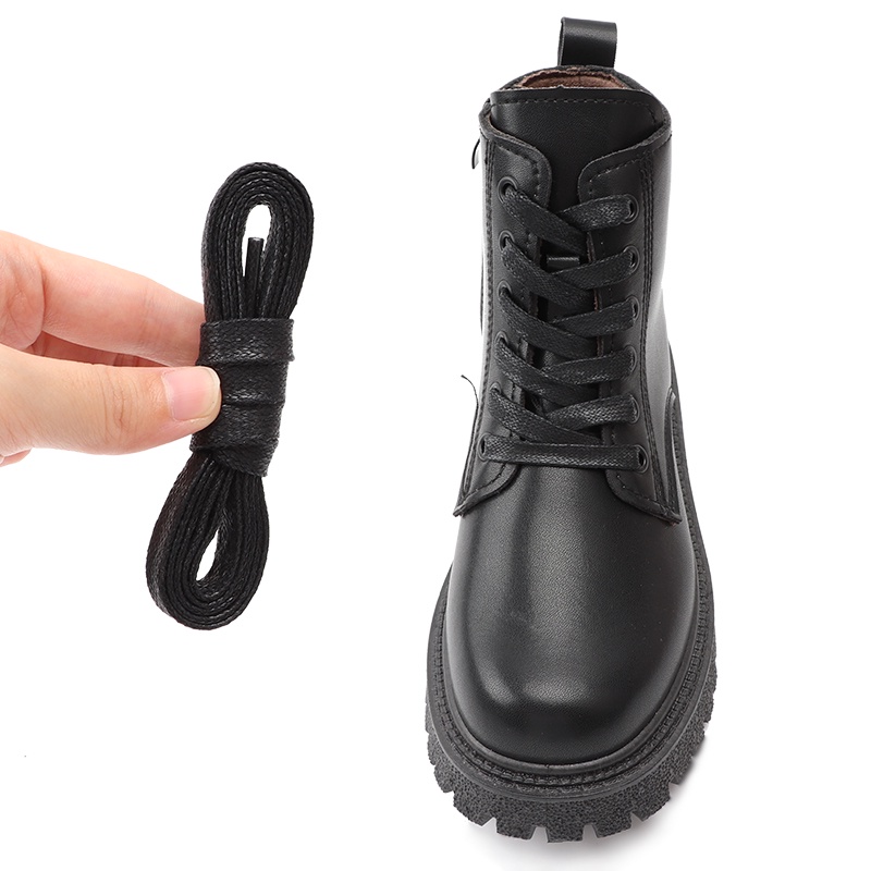1 Cặp Dây Giày Bằng Cotton Sáp Dẹt Rộng 0.8CM Chống Nước Unisex