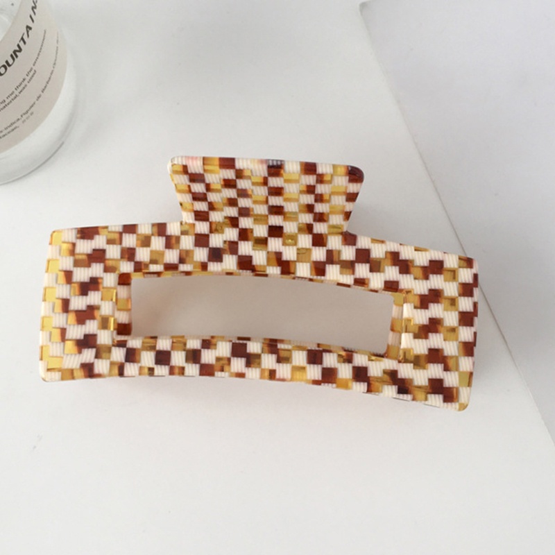 Kẹp Tóc Cà Phê / Tóc Đuôi Ngựa Họa Tiết Hình Học Kẻ Sọc Caro Phong Cách Vintage