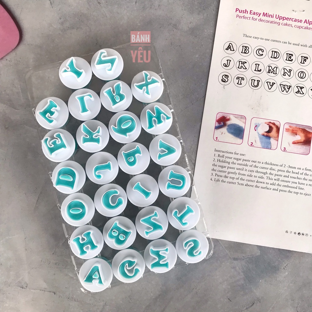Khuôn Nhấn Bánh Quy/ Fondant 26 Chữ Viết - KH220