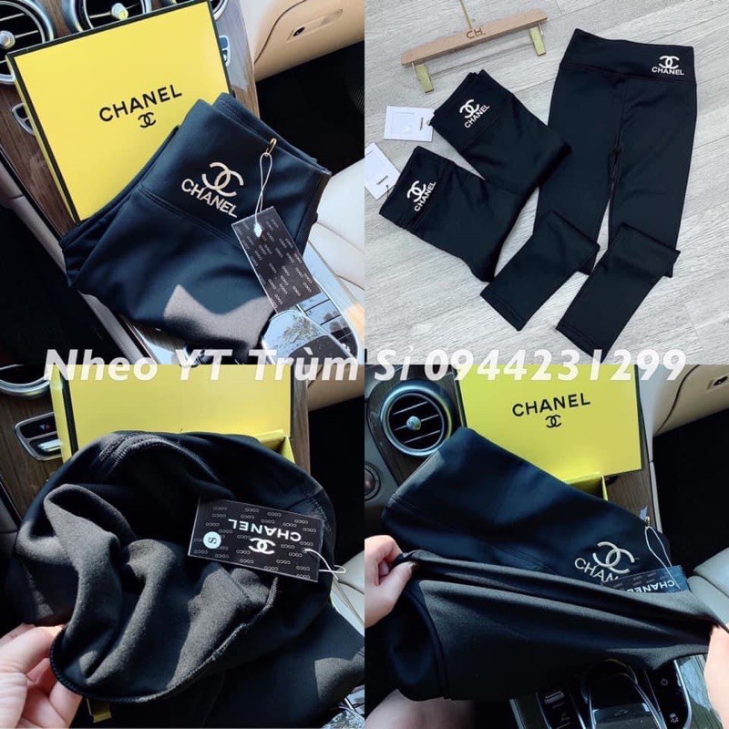 Quần Legging Cạp Cao Thêu Chữ Hộp Vàng Ôm Eo Tôn Dáng Chất Mịn Đẹp Cao Cấp