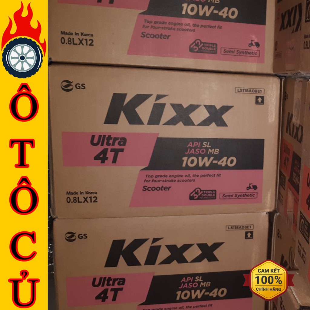 Nhớt xe máy dùng cho tay ga Kixx Ultra 4T 10w40 dòng bán tổng hợp nhập khẩu Hàn Quốc 0.8L
